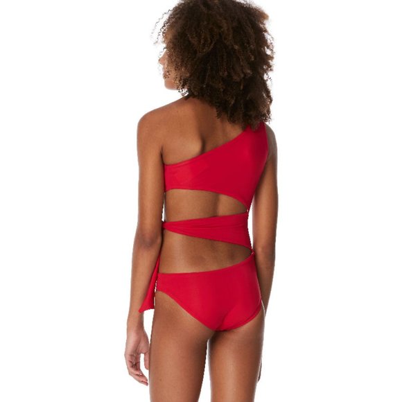 TOP SELLER Submarine 1pc Elegant Red Side Tie Swimsuit Girls  sz 12 lk 10 NWT - Picture 2 of 2
